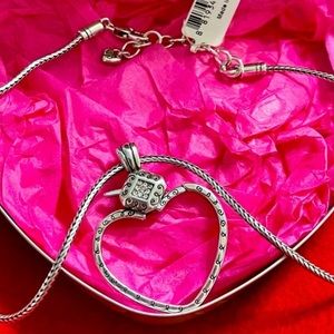 BRIGHTON “Squeeze Me” Adjustable Heart Charm Necklace, 16”-18”, NWT, #J48872